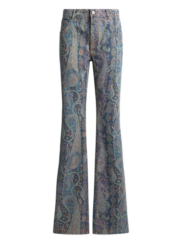 Flared Jeans With Floral Paisley Pattern sold by Wanan Luxury