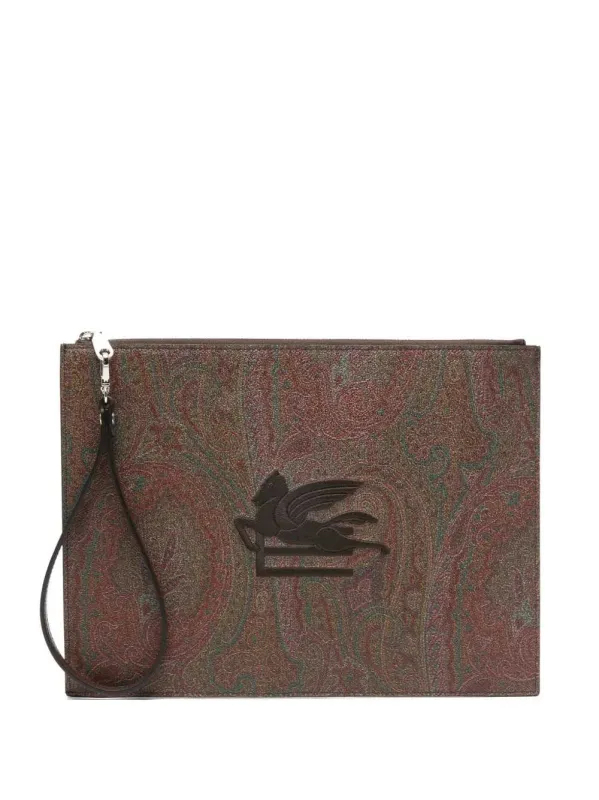 Clutch Bag With Embroidered Logo And Paisley Print sold by Wanan Luxury