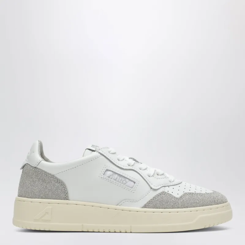 Medalist Low Sneakers In White Leather And Glitter Suede made by Autry