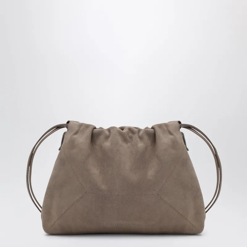 Bc Duo Pouch Brown Suede Bag With Monile Detail made by Brunello Cucinelli