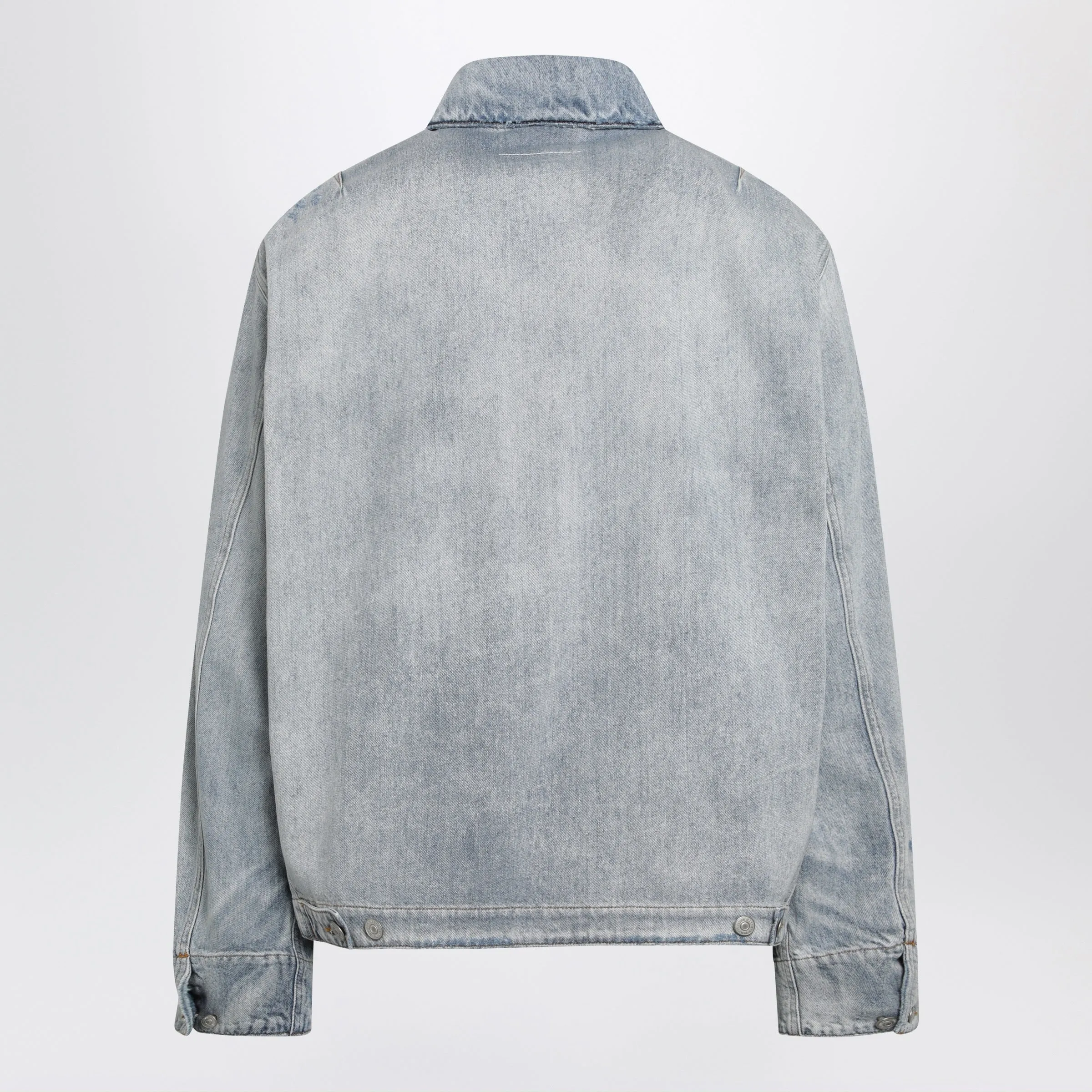 Washed Blue Zip-Up Denim Jacket sold by Wanan Luxury product image thumbnail 2