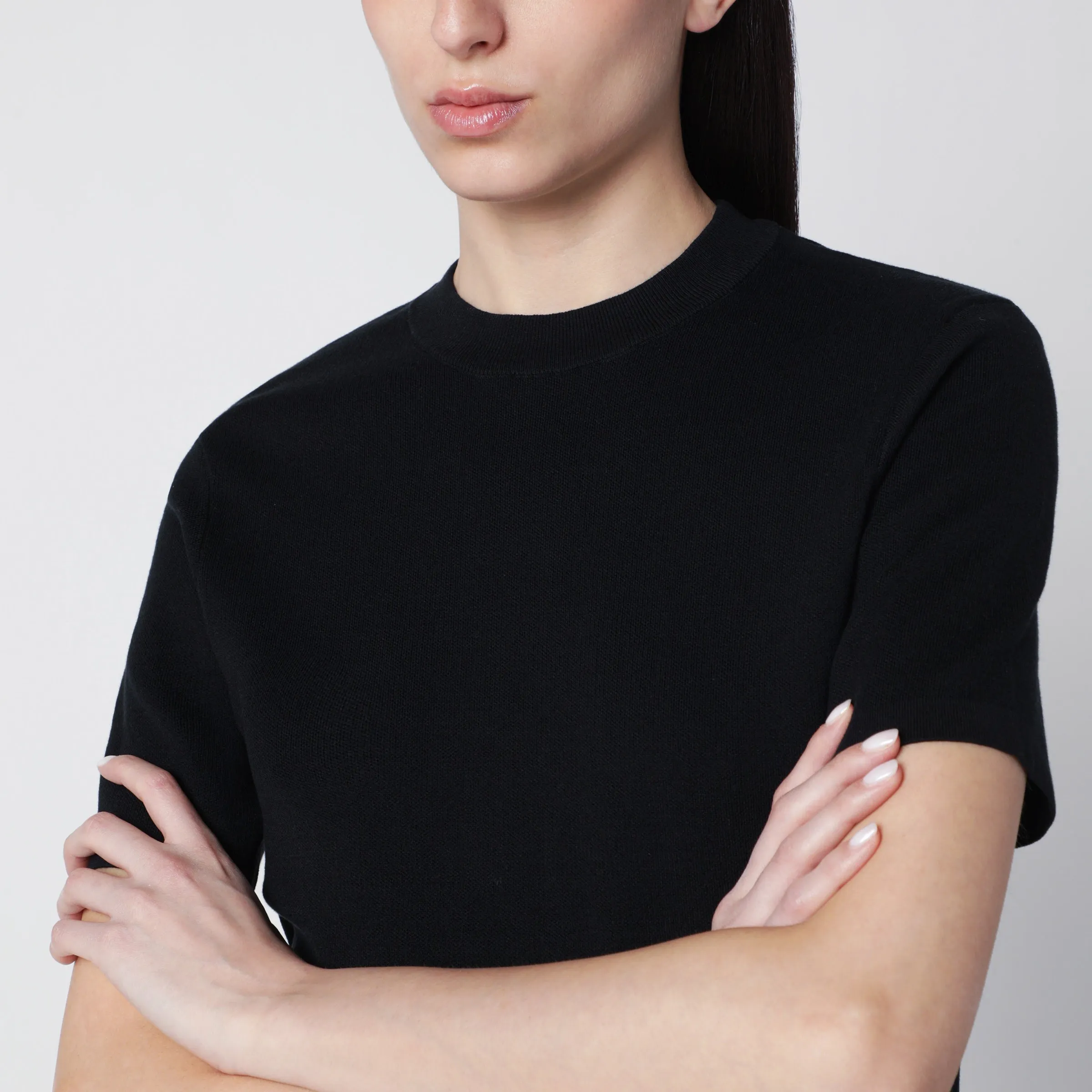 Black Cotton T-Shirt sold by Wanan Luxury product image thumbnail 2