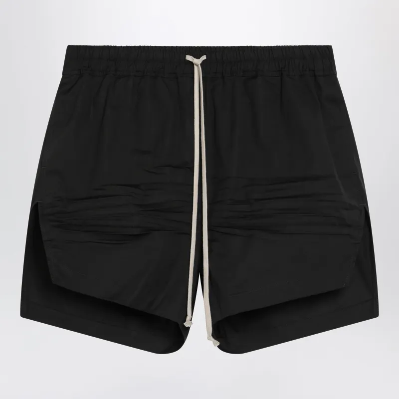 Black Drawstring Shorts In Cotton Poplin sold by Wanan Luxury
