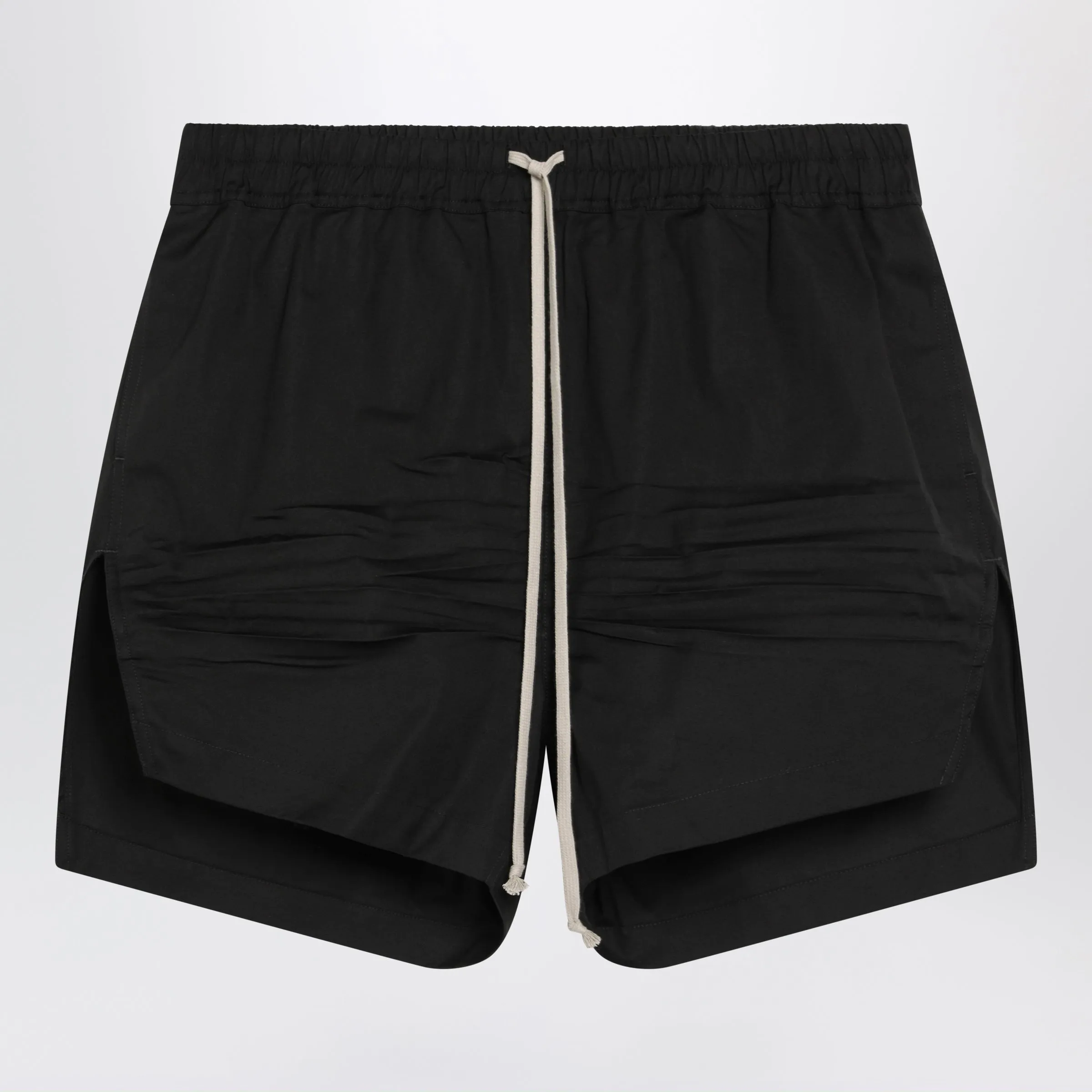 Black Drawstring Shorts In Cotton Poplin sold by Wanan Luxury