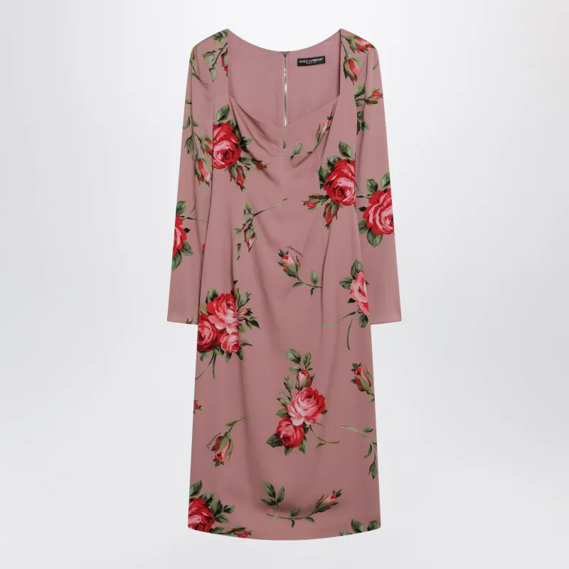 Bouquet Rose Print Sheath Dress made by Dolce & Gabanna
