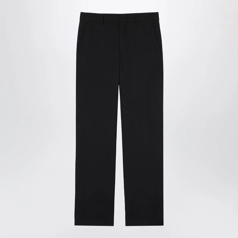 Black Wool Trousers With Gg Pattern sold by Wanan Luxury