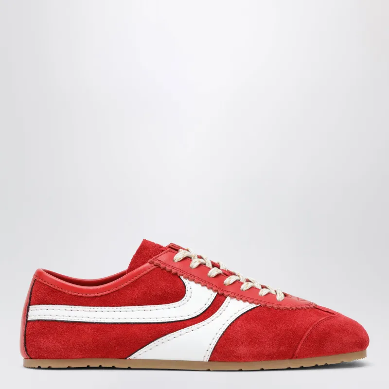Red/White Leather And Suede Sneakers sold by Wanan Luxury