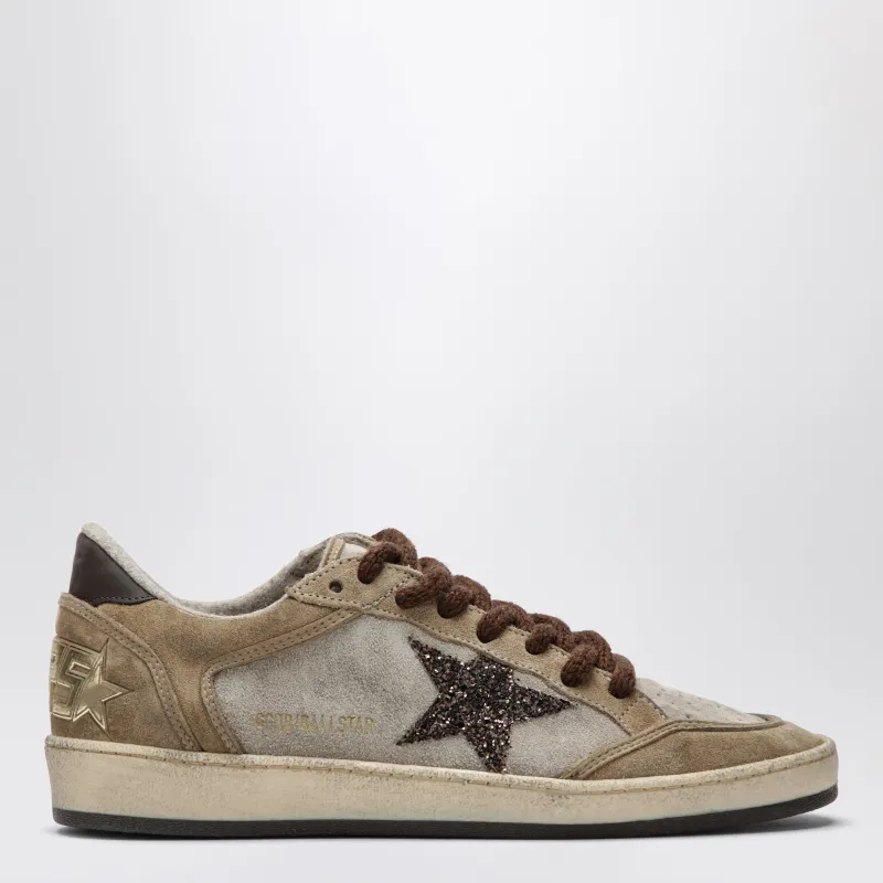 Ball-Star Beige/Brown Suede Sneakers made by Wanan Luxury