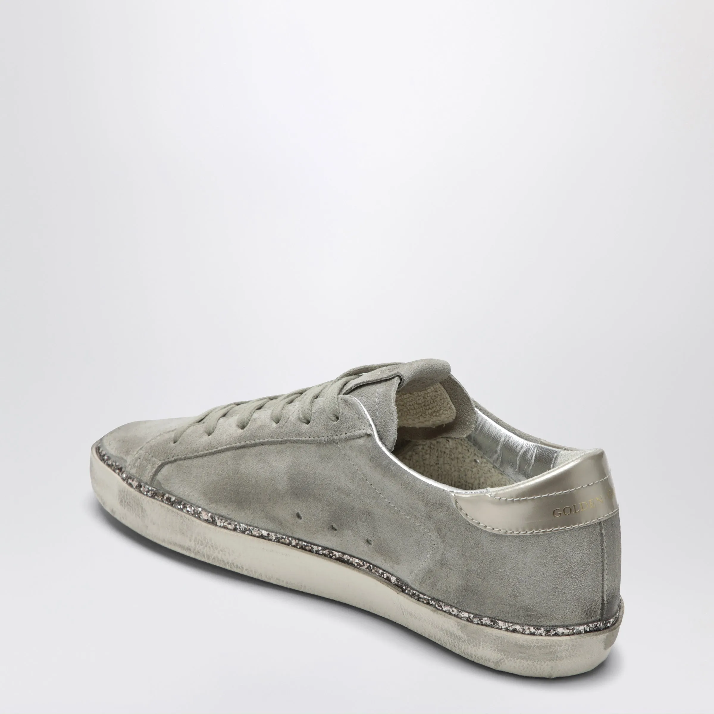 Super-Star Taupe Grey/Glitter Suede Sneakers sold by Wanan Luxury product image thumbnail 2