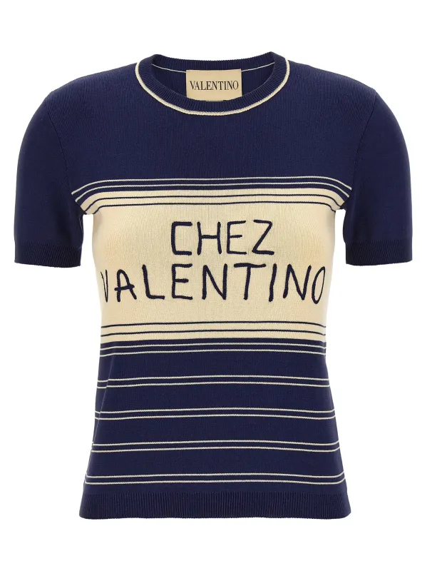 Chez Valentino T-Shirt Blue sold by Wanan Luxury