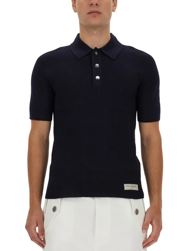 Polo With Logo Patch made by Balmain