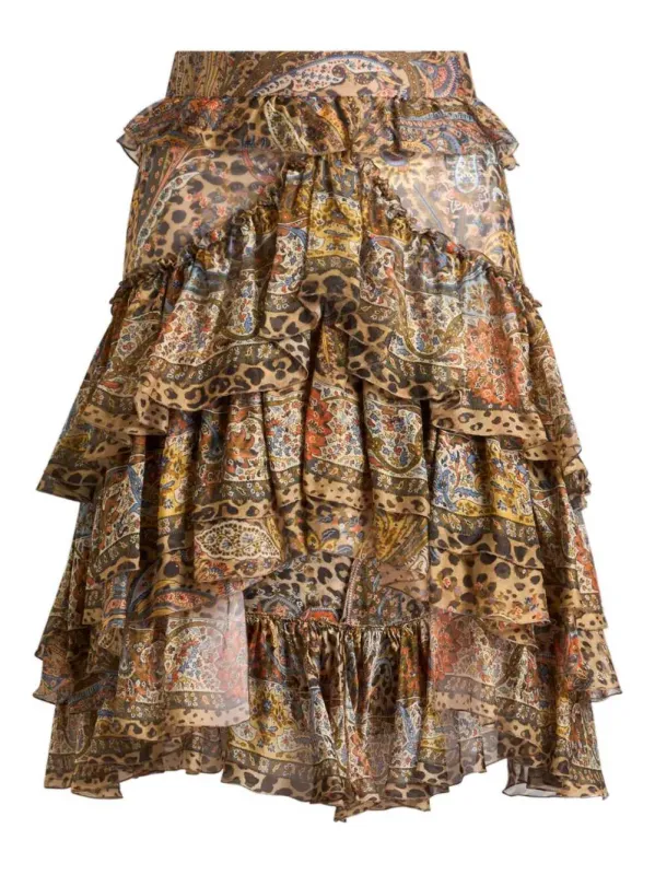 Ruffled Paisley Skirt made by Etro