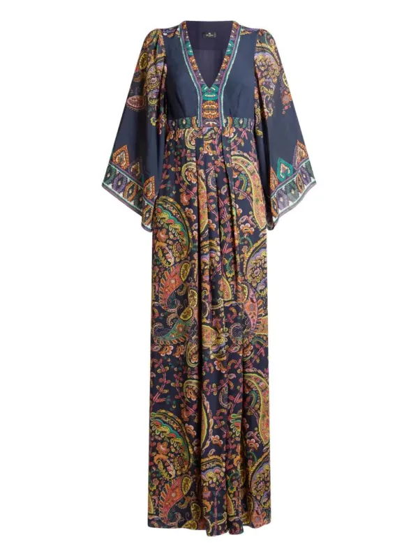 Paisley Print V-Neck Dress sold by Wanan Luxury