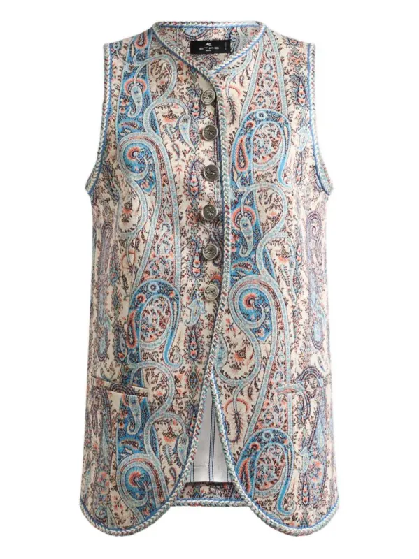 Jacquard Vest With Floral Paisley Pattern sold by Wanan Luxury