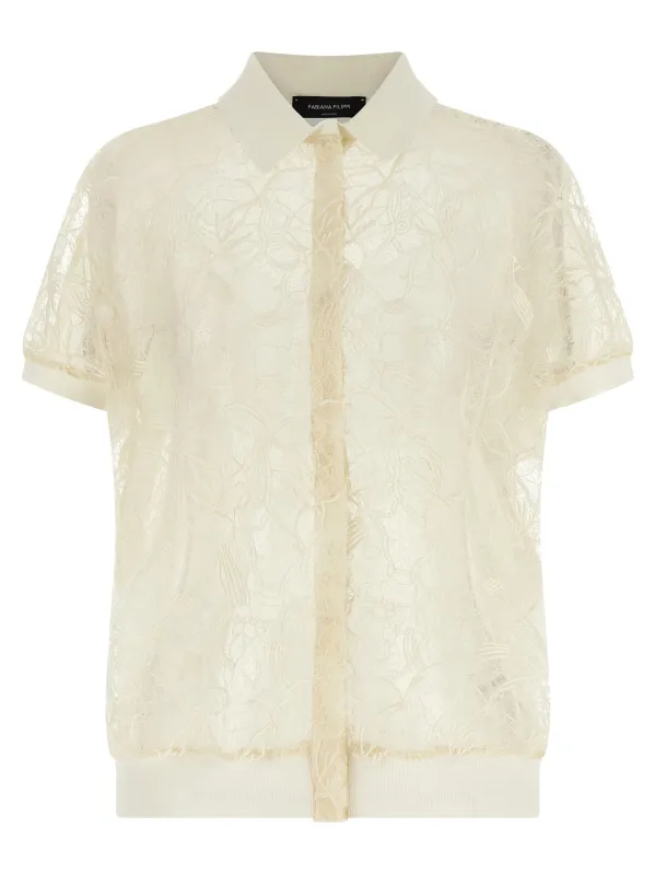 Organza Lace Cardigan Sweaters And Cardigans Beige made by Fabiana Filippi