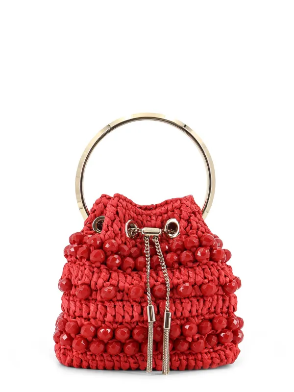 Bon Bon Raffia Bucket Bag made by Jimmy Choo