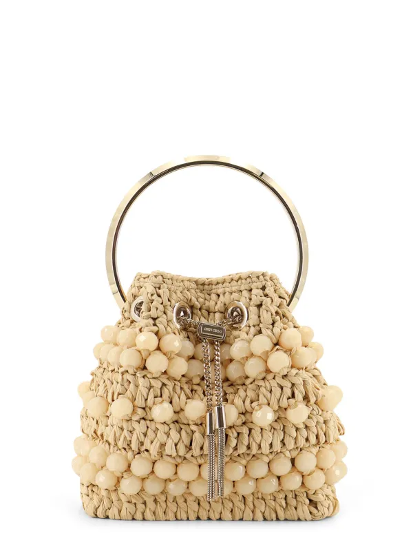 Bon Bon Raffia Bucket Bag made by Jimmy Choo