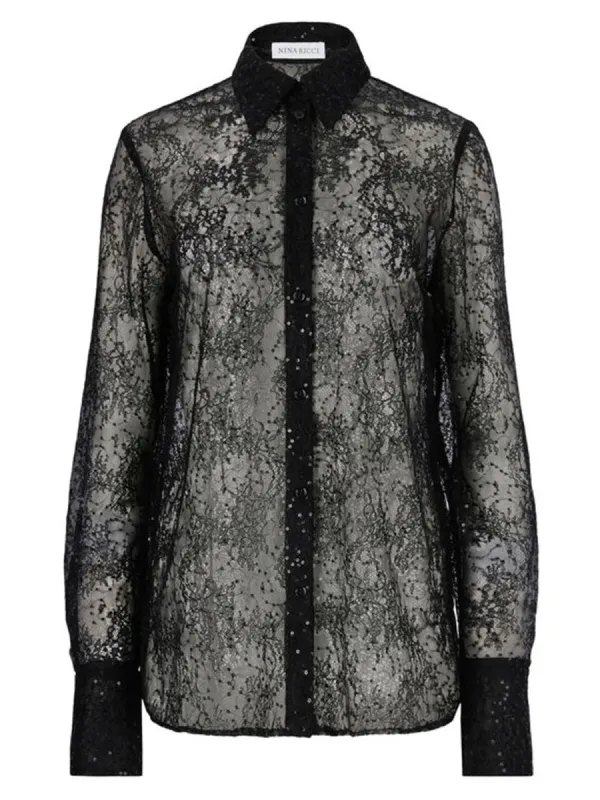 Lace Shirt With Sequins sold by Wanan Luxury