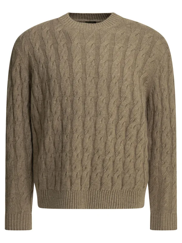 Crew-Neck Sweater Knitwear Beige made by Ermenegildo Zegna