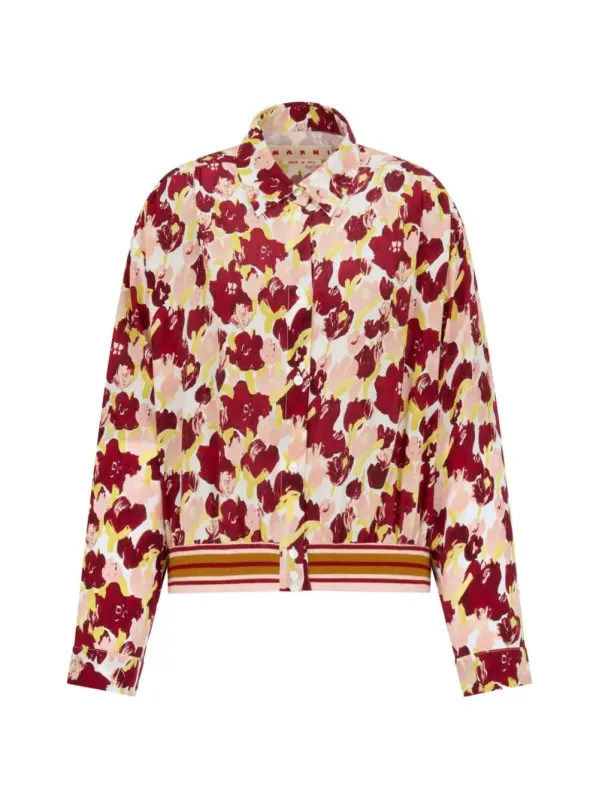 Floral Striped Silk Shirt made by Marni