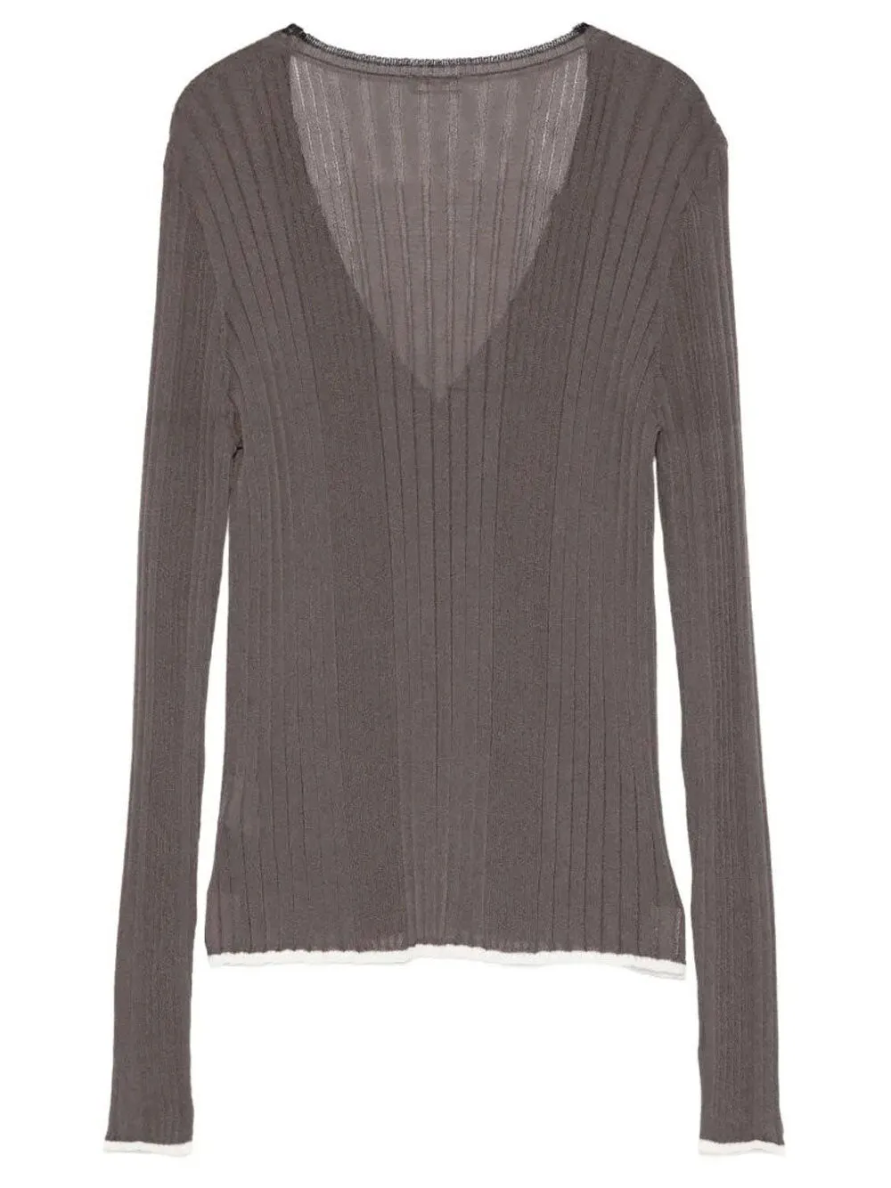Contrasting Hem V-Neck Ribbed Cardigan sold by Wanan Luxury product image thumbnail 2