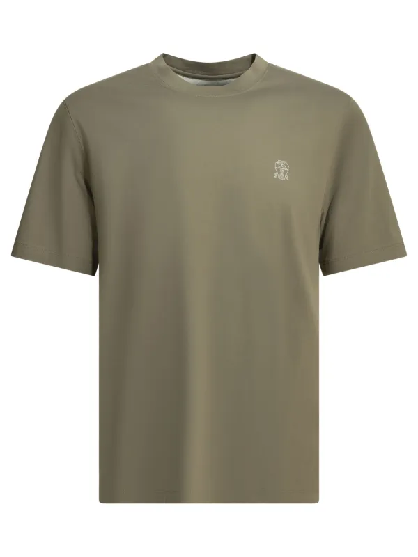 Crew-Neck T-Shirt With Logo T-Shirts Green made by Wanan Luxury