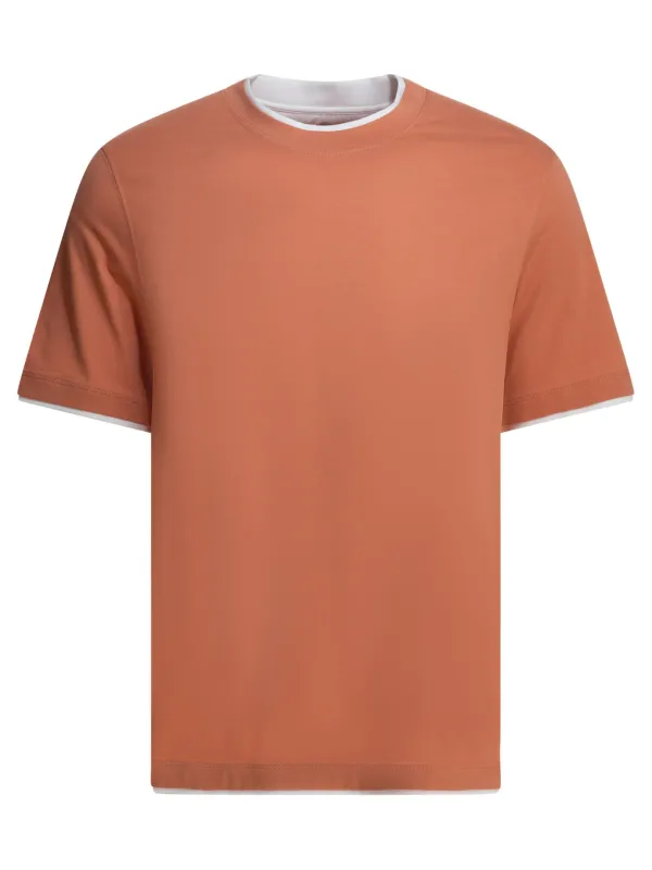 Faux Layering T-Shirts Orange made by Brunello Cucinelli