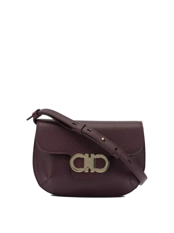 Double Gancini Crossbody Bags Purple made by Salvatore Ferragamo