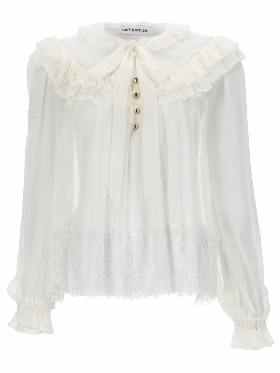 Georgette Blouse With Ruffles sold by Wanan Luxury