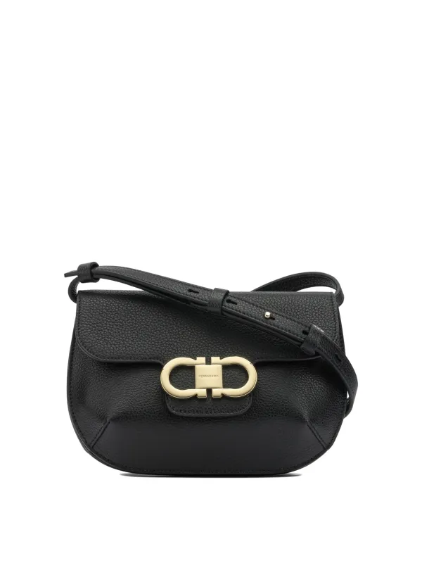 Double Gancini Crossbody Bags Black made by Salvatore Ferragamo