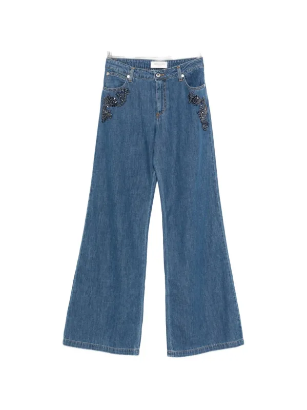 Flared Leg Denim Jeans made by Wanan Luxury