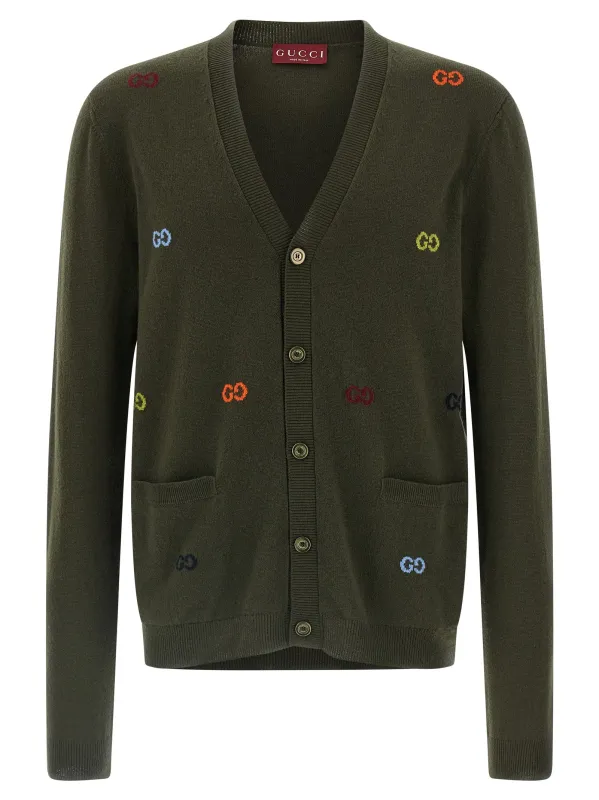 Gg Intarsia Cardigan Sweaters And Cardigans Green made by Gucci