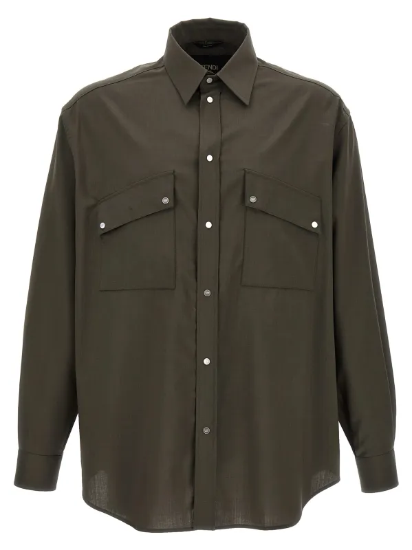 Wool Shirt Shirt And Blouse Green made by Fendi