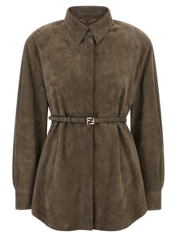 Suede Shirt Shirt And Blouse Gray made by Fendi