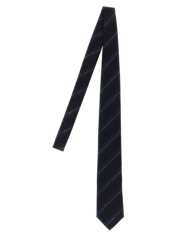 Flamed Stripe Tie Ties And Papillon Blue made by Brunello Cucinelli