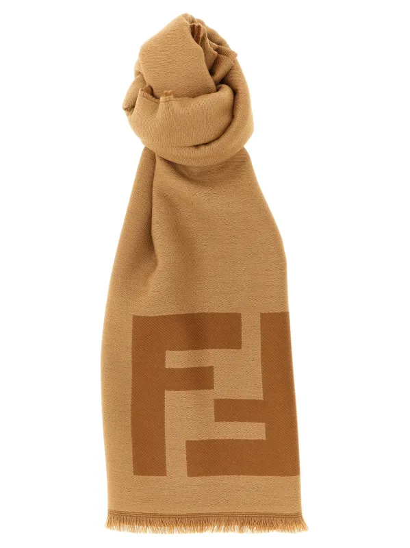 Ff Macro Scarf Scarves And Foulards Brown made by Fendi