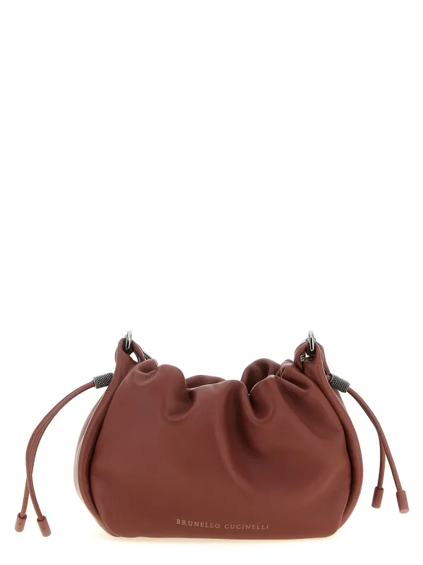 Bucket Mellow Crossbody Bags Brown made by Brunello Cucinelli