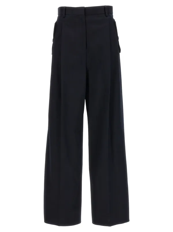 Loose Leg Front Pleat Pants Blue made by Lanvin