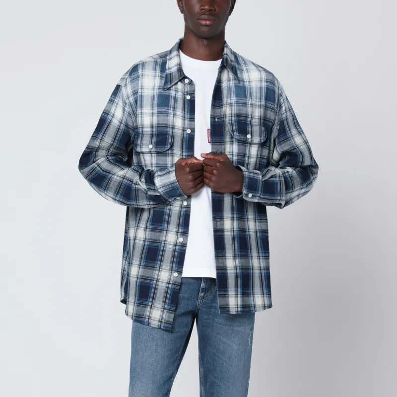 Blue/White Check Patterned Shirt sold by Wanan Luxury