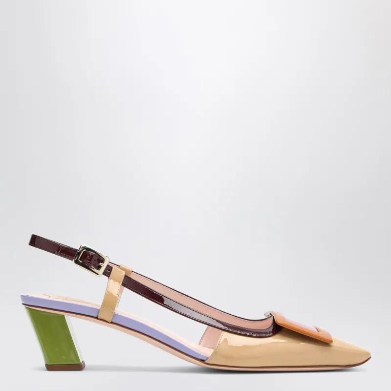 Belle Vivier Multicolour Patent Leather Slingback sold by Wanan Luxury