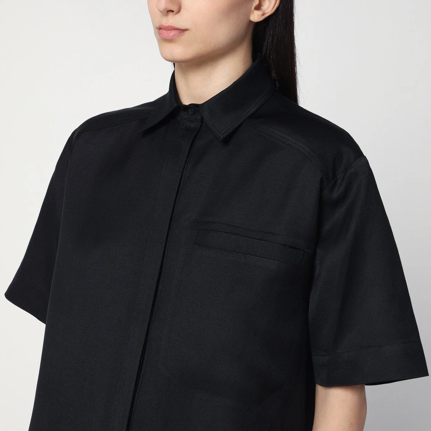 Black Shirt In Viscose And Linen sold by Wanan Luxury product image thumbnail 2