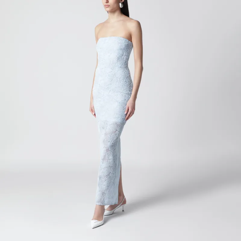 Light Blue Floral Mesh Sheath Dress made by Wanan Luxury