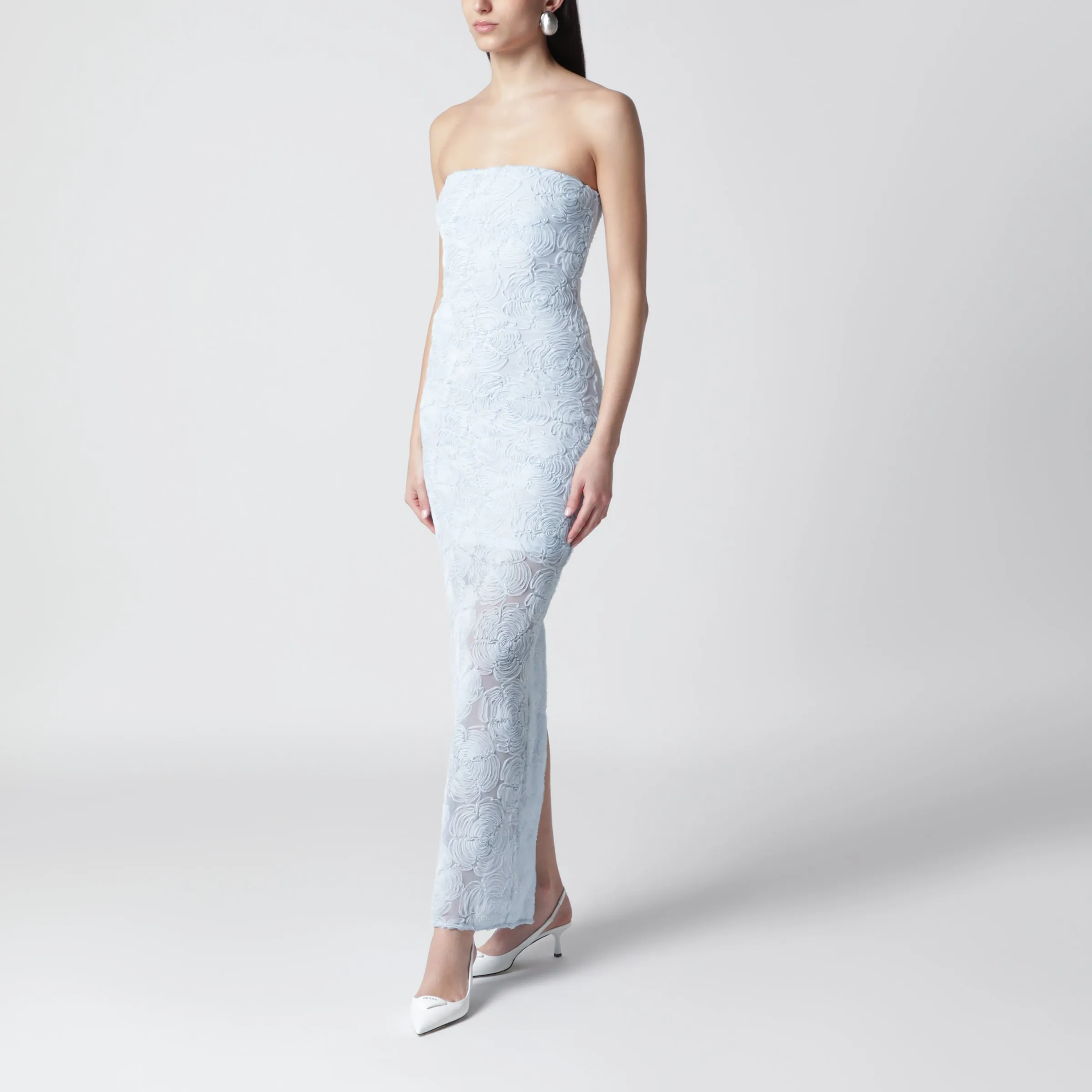 Light Blue Floral Mesh Sheath Dress sold by Wanan Luxury