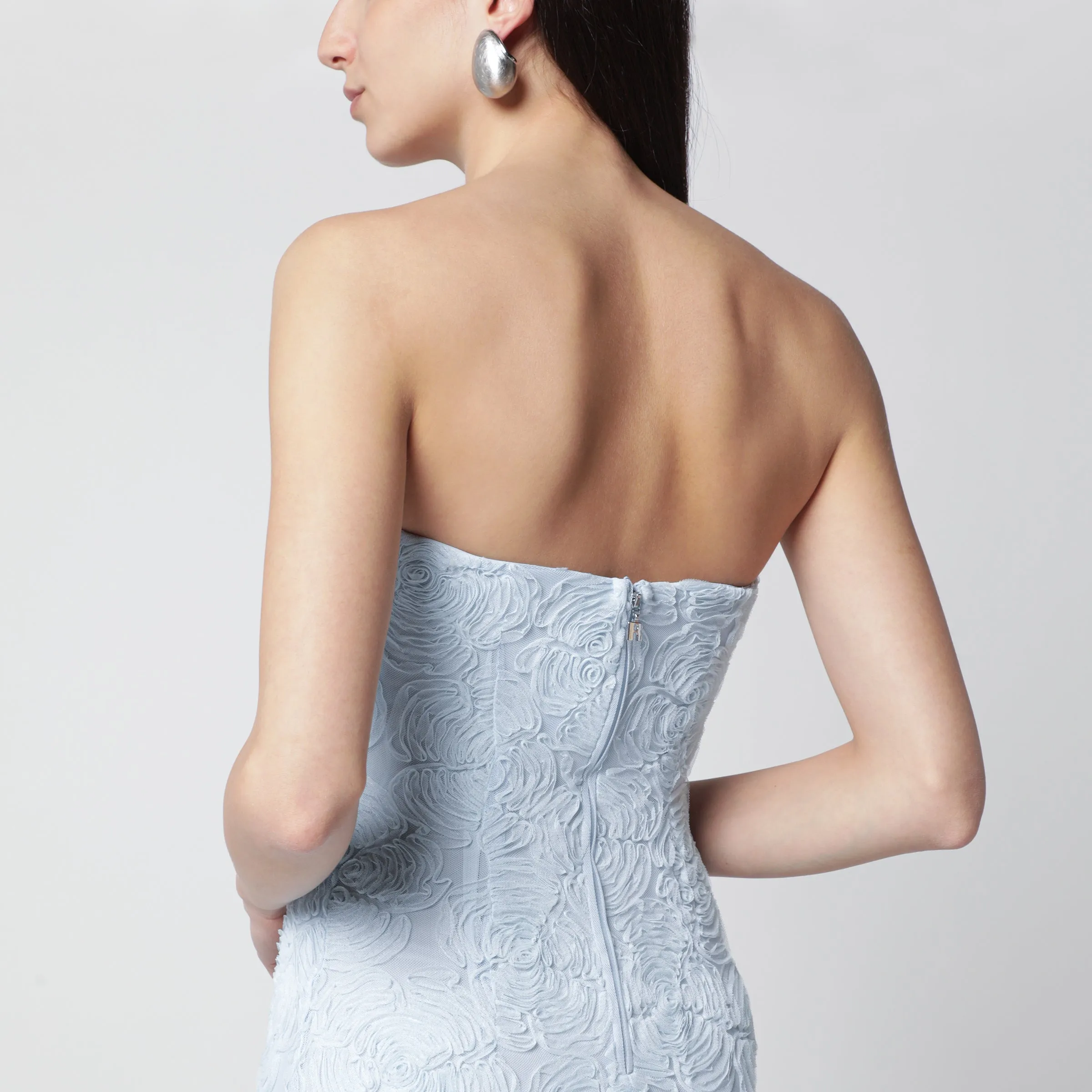 Light Blue Floral Mesh Sheath Dress sold by Wanan Luxury product image thumbnail 2