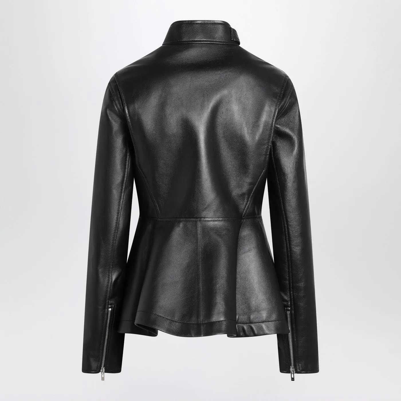 Black Leather Peplum Jacket sold by Wanan Luxury product image thumbnail 2