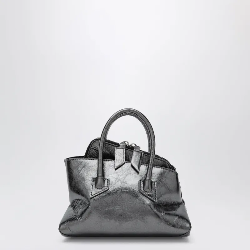 La Passeggiata Mini Dark Grey Cracked Laminated Leather Bag sold by Wanan Luxury