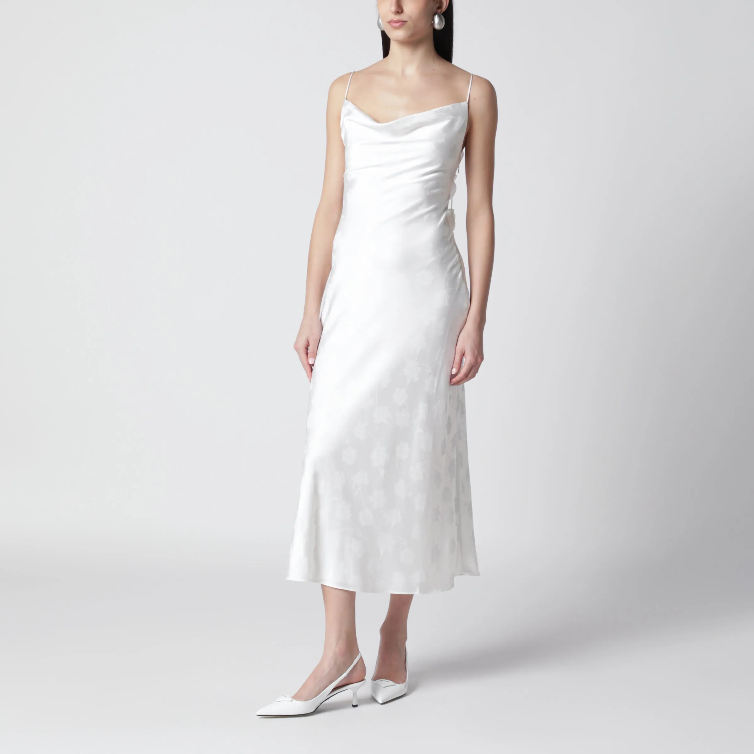 White Damask Midi Dress sold by Wanan Luxury