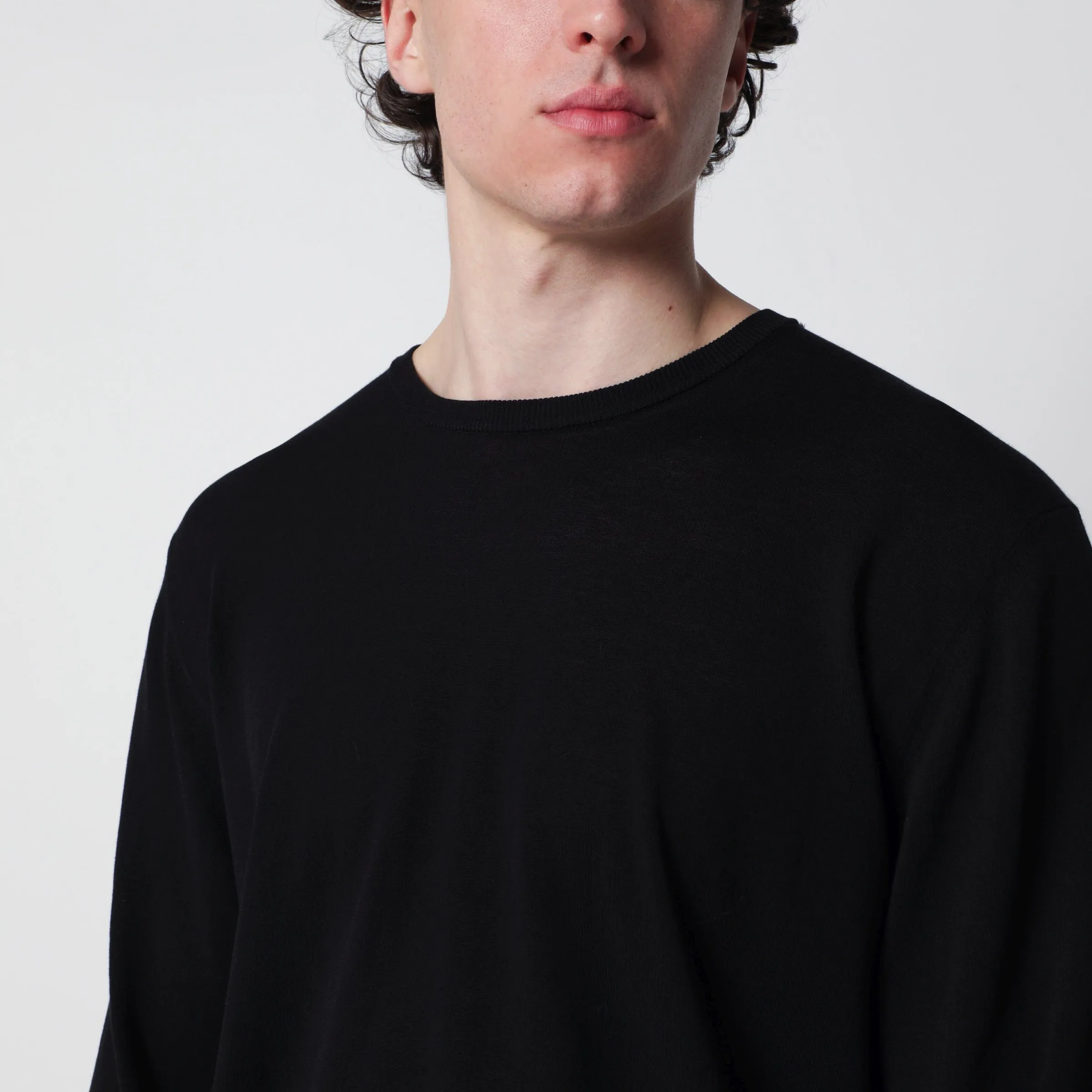 Black Cotton Crewneck Sweater sold by Wanan Luxury product image thumbnail 2