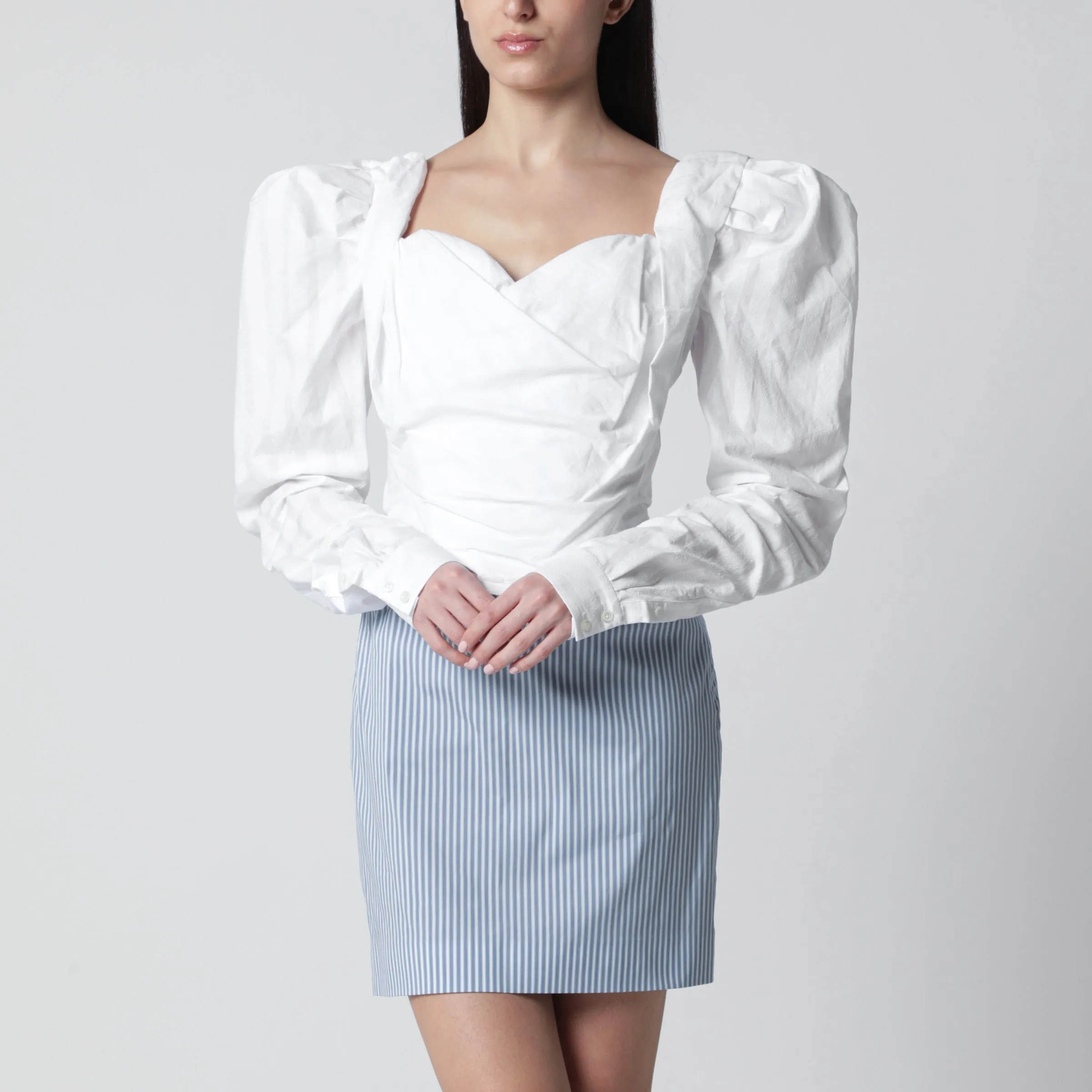 Sunday Corset Top In White Cotton sold by Wanan Luxury
