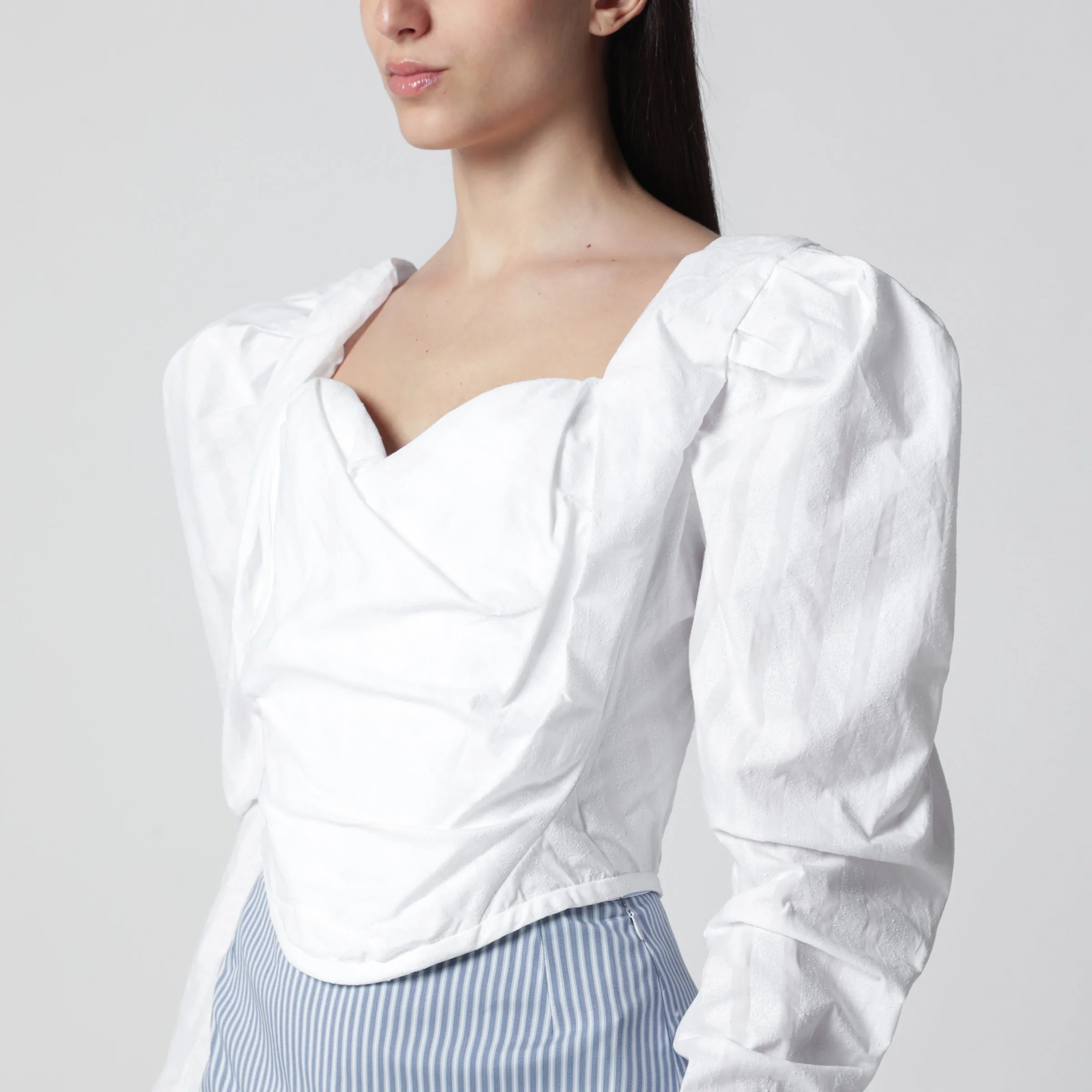 Sunday Corset Top In White Cotton sold by Wanan Luxury product image thumbnail 2
